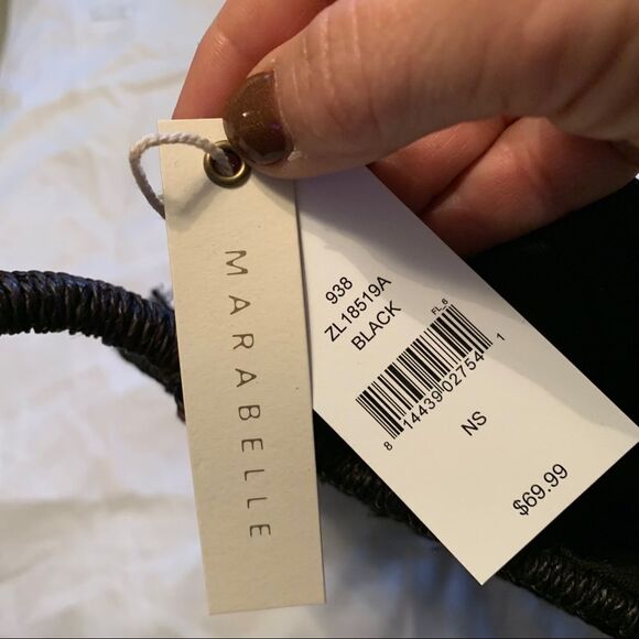 Marabelle  Black Circular Straw Bag - Picture 5 of 7